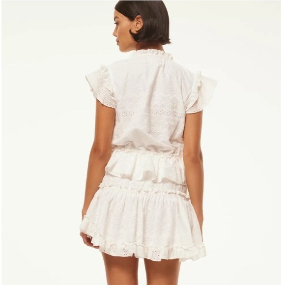 NEW Misa Los Angeles Iliana White Cotton Eyelet Mini Dress Large - Picture 2 of 6